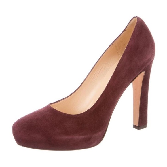 Kate Spade "Nessle" Lush Italian Suede/Leather Platform Pump Burgundy  Sz 9 - Picture 1 of 10